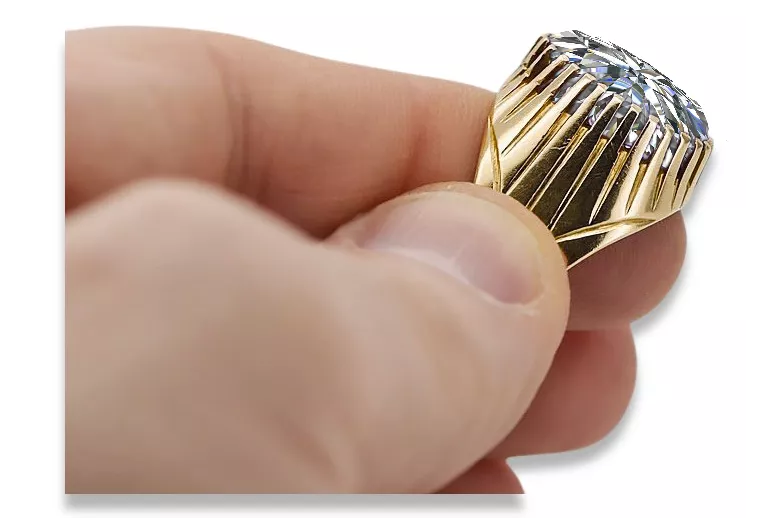 14k geltono aukso Žirkoniai Žiedas Vintažinis stilius vrc048y